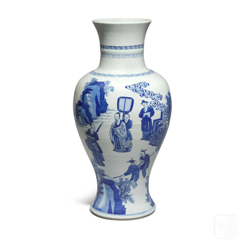 清康熙 青花文王訪賢圖瓶 | A BLUE AND WHITE 'KING WEN AND JIANG TAIGONG' VASE - 图1